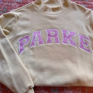 P ARKE Summerland Heritage Varsity Mockneck Peel Yellow / Conch Pink Size S/M